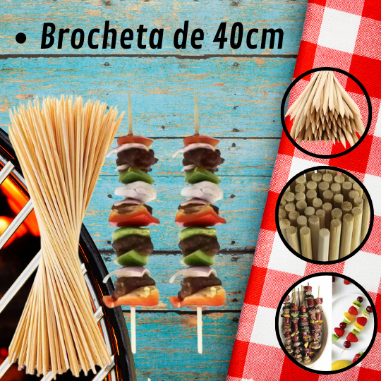 Brochetas de 40cm 5mm pack 50 unidades