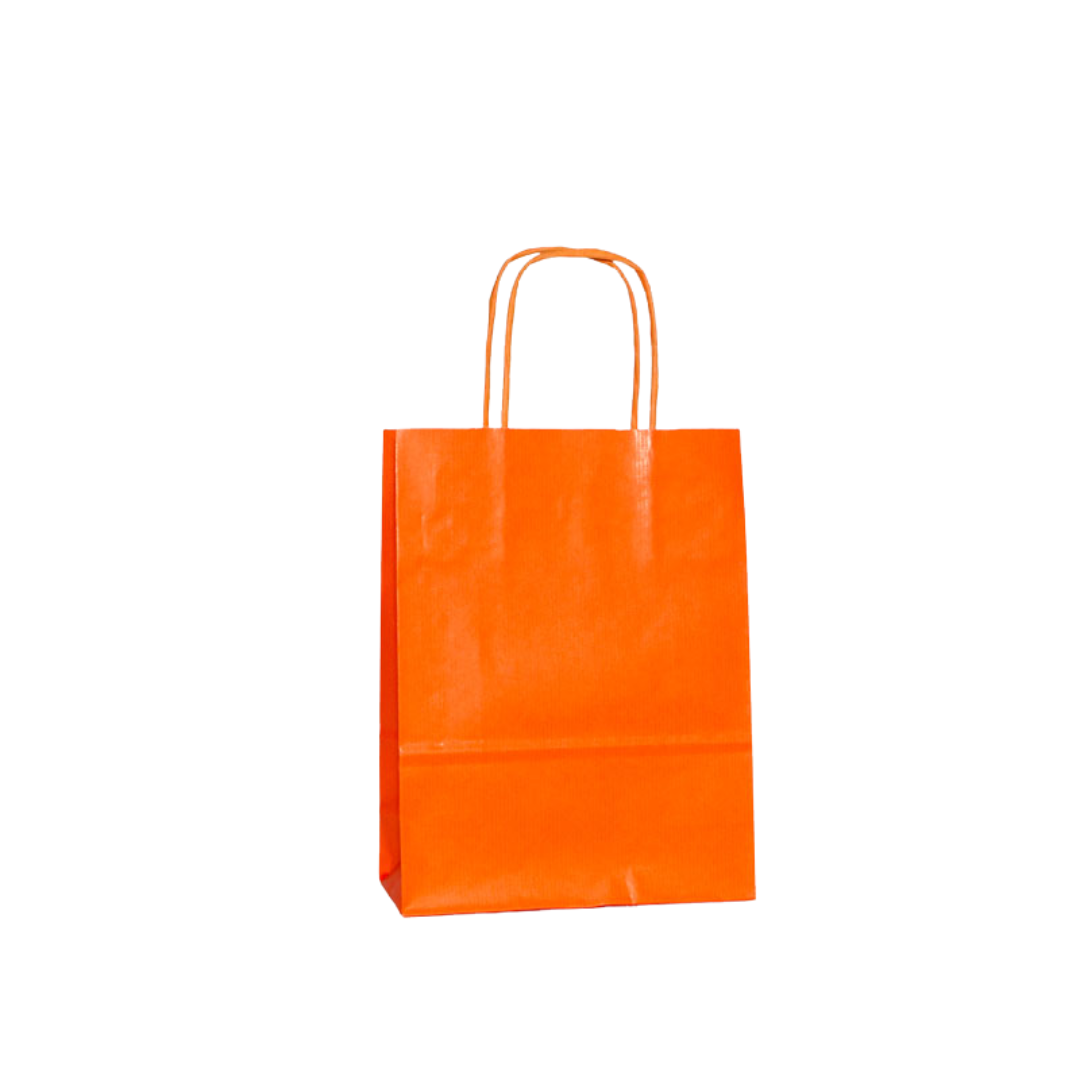 Bolsas de papel kraft con manilla naranja pack 12 unidades