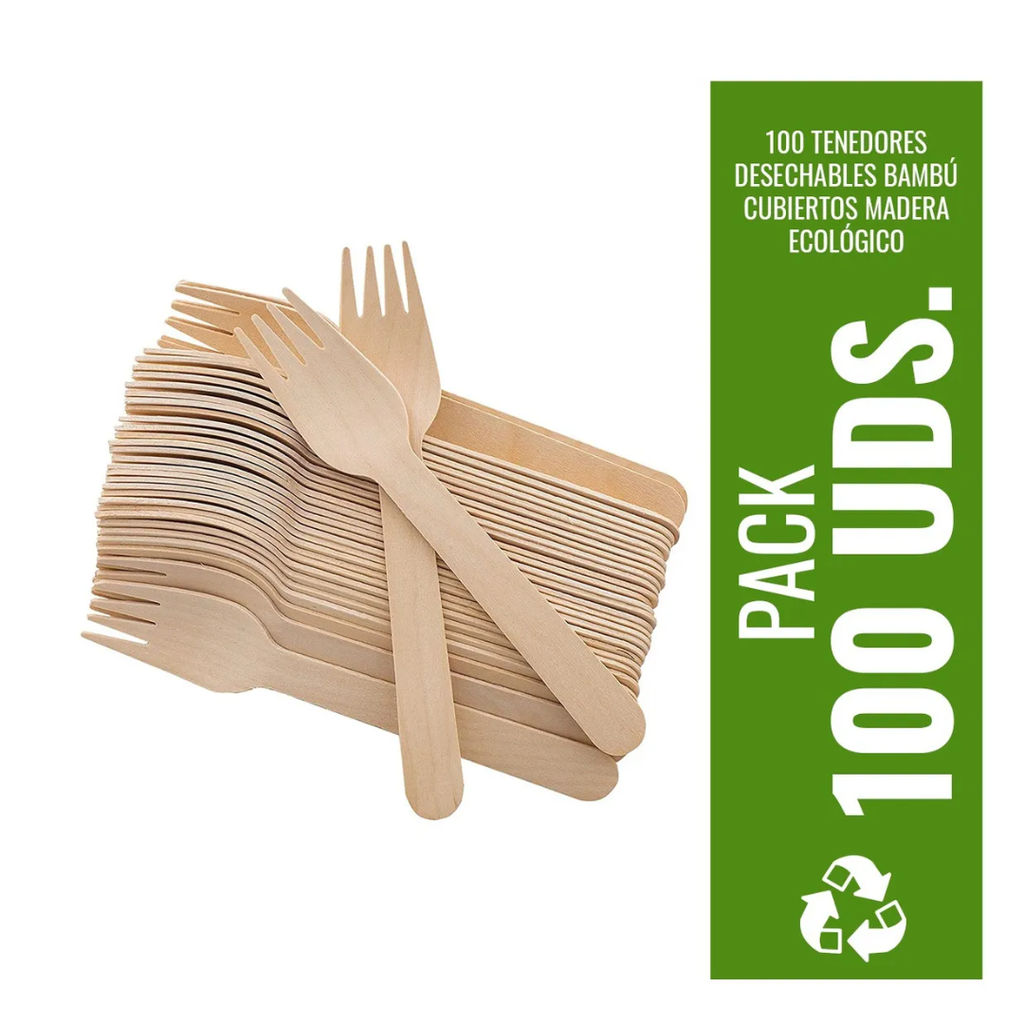 Tenedor De Madera Ecológico Pack 100 Unidades