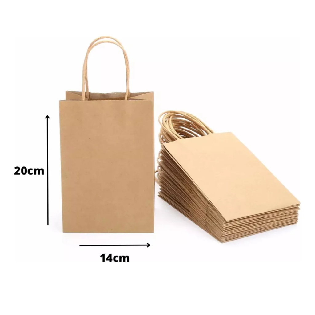 Bolsas De Papel Kraft 14x20x8cm 100 Unidades