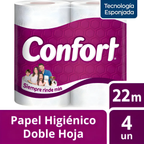 Papel higiénico confort doble hoja 22 metros 4 unidades