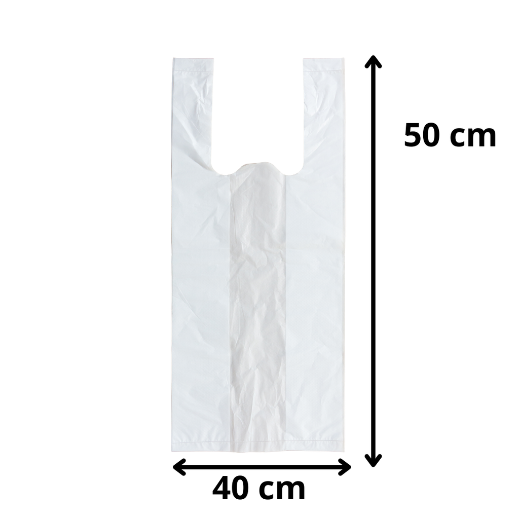 Bolsa Camiseta Plástica Pack 100und 40x50cm Blanca Multiusos