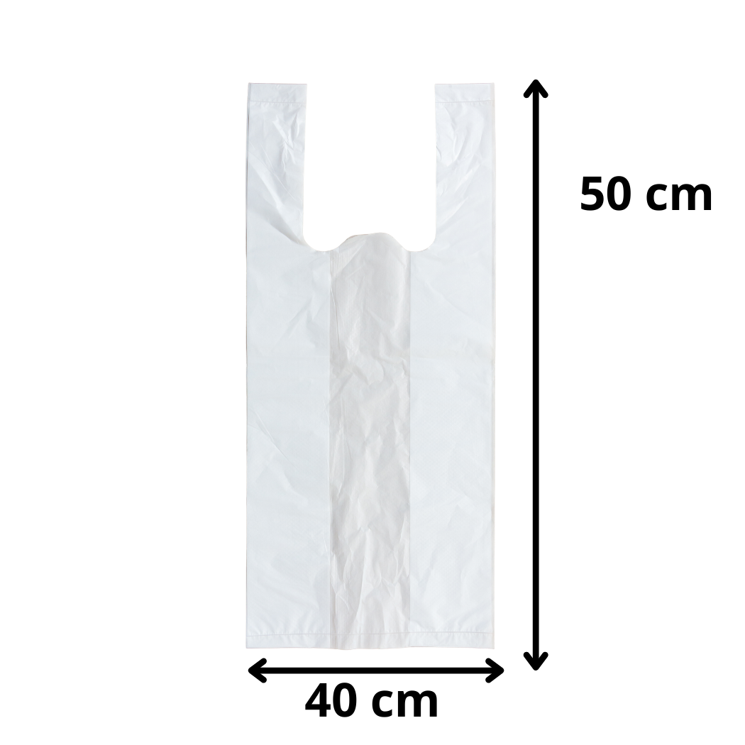Bolsa Camiseta Plástica Pack 100und 40x50cm Blanca Multiusos