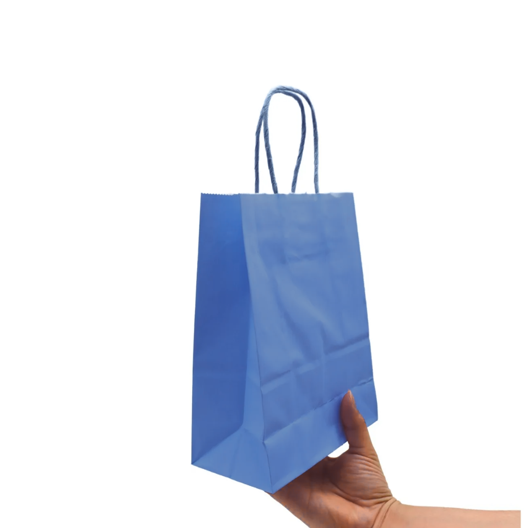 Bolsas de Papel Kraft con Manilla 21x16x8 azul pack