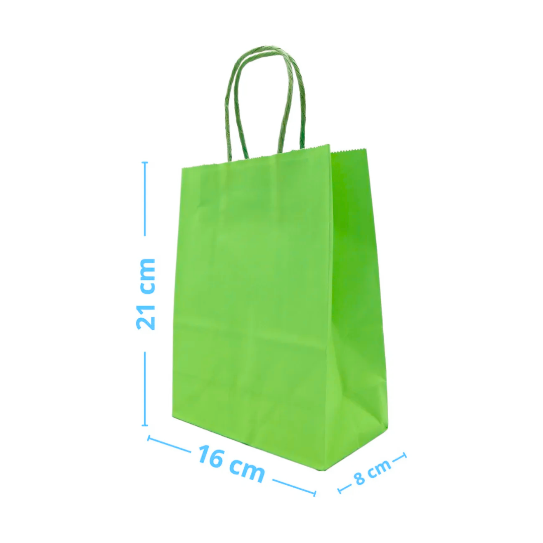 Bolsas de Papel Kraft con Manilla 21x16x8cm Pack 12 Unidades