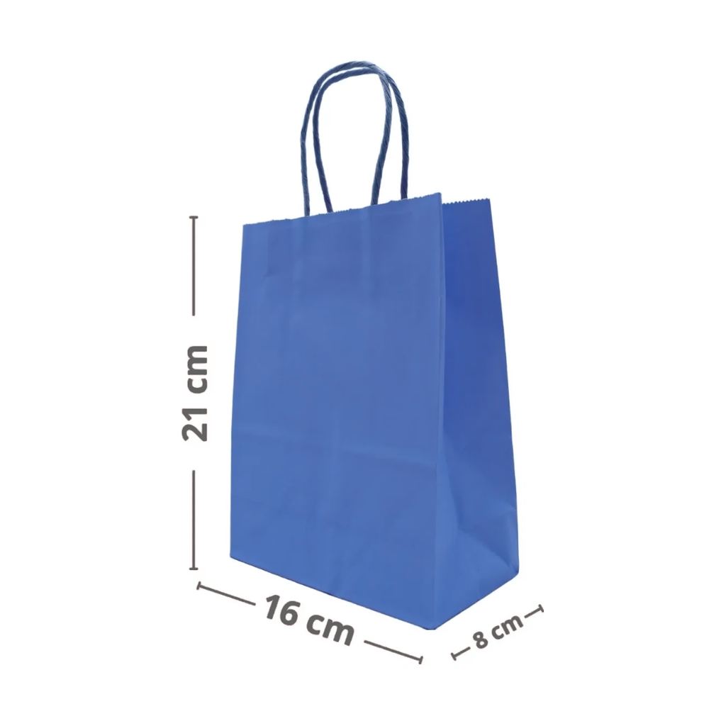Bolsas de Papel Kraft con Manilla 21x16x8 azul pack