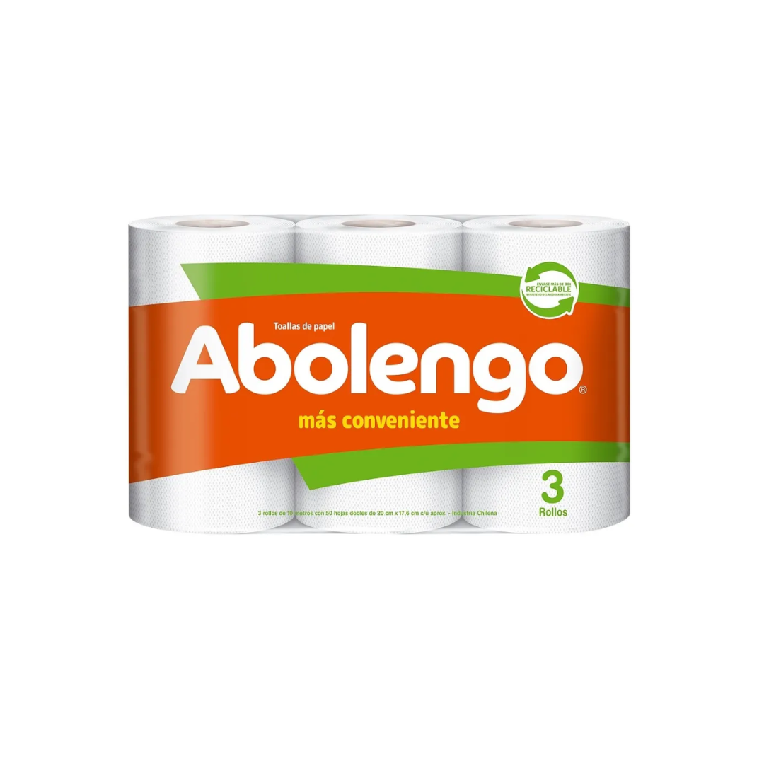 Toalla Papel Abolengo Doble Hoja Pack 3 Rollos