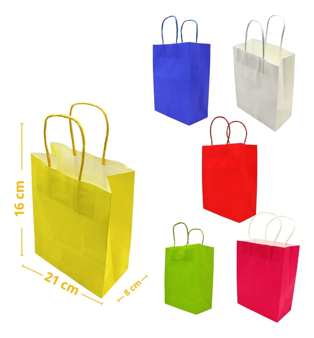 Bolsas Kraft Fiesta 6 Unidades 21x16x8cm