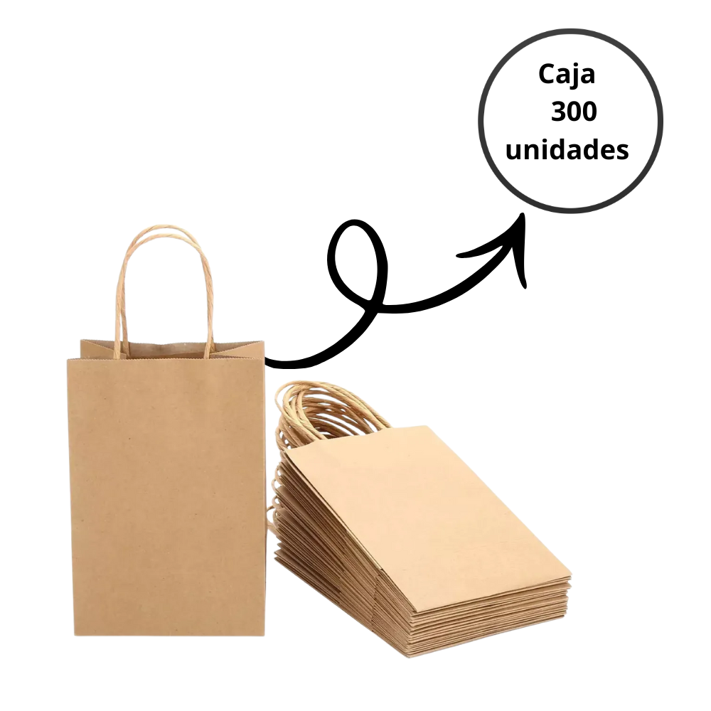 Bolsas De Papel Kraft  14x20x8cm caja  300 Unidades